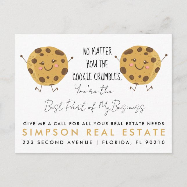 real estate COOKIE referrals Announcement Postcard (Front)