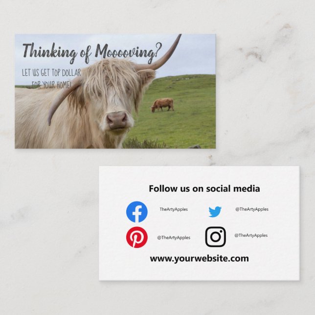 Real Estate country cow farm valuation marketing Business Card (Front/Back)