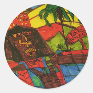 real estate crash classic round sticker