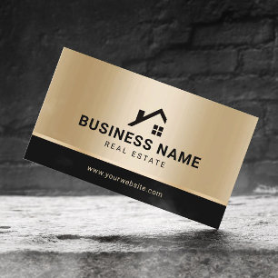 Real Estate Custom Logo Modern Gold Realtor Business Card