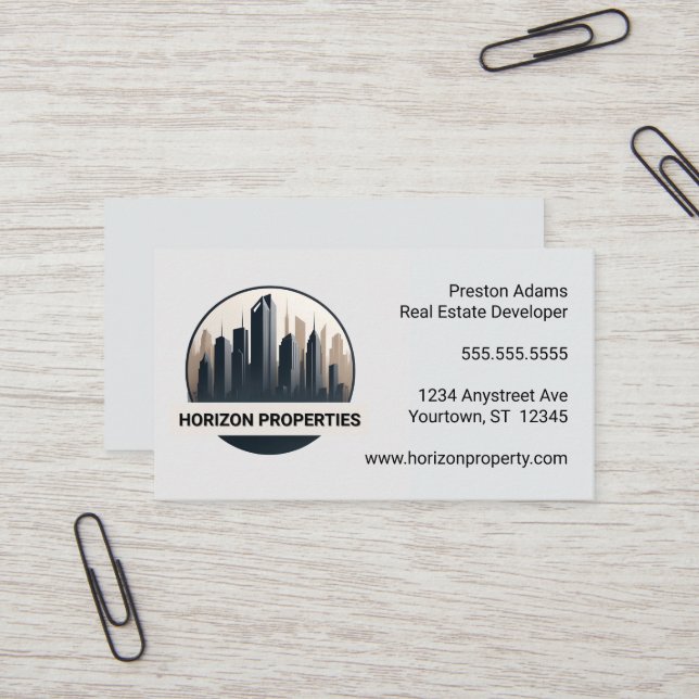 Real Estate Developer Agent Management Business Card (Front/Back In Situ)