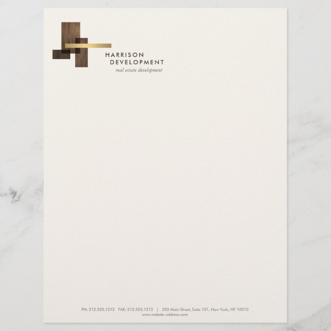 Real Estate Developer Logo Ivory Custom Letterhead (Front)