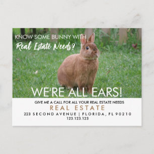 real estate easter bunny referrals Announcement  Postcard