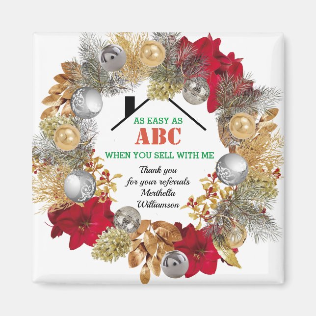 Real Estate EASY AS ABC Realtor Client Christmas  Magnet (Front)
