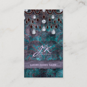 Real Estate Elegant Vintage Chandelier Business Card