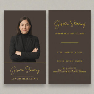 Real Estate Espresso Brown Gold Professional Business Card