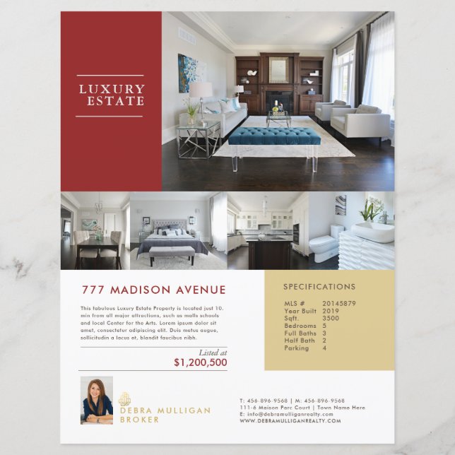 Real Estate Feature Sheet Elegant Custom Flyer (Back)