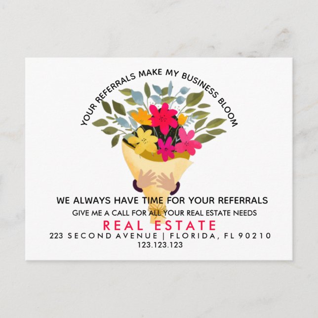 real estate Flowers referrals Announcement (Front)