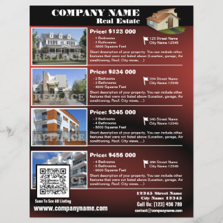 Real Estate – Glossy QR code flyer – Red (QR450)