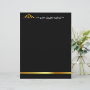 Real Estate Golden House Logo Modern Realtor Custom Letterhead