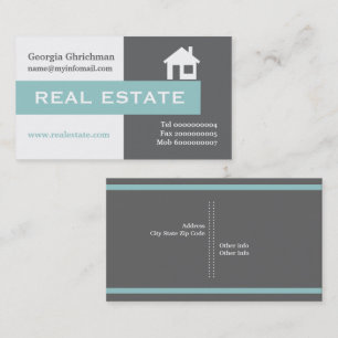 Real estate grey, white, blue eye-catching business card