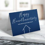 Real Estate Happy Home Anniversary Blue Marketing Card<br><div class="desc">This modern Happy Home Anniversary folded card is custom made with your realty company name under the chic typography. These minimalist navy blue and white cards feature a simple line drawing of a house. They are perfect to send to past homebuying clients to remind them to refer friends and family...</div>