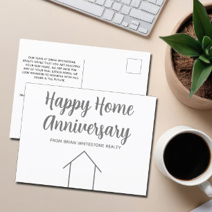 Real Estate Happy Home Anniversary Chic Custom Postcard