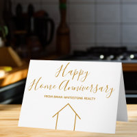 Real Estate Happy Home Anniversary Chic Gold
