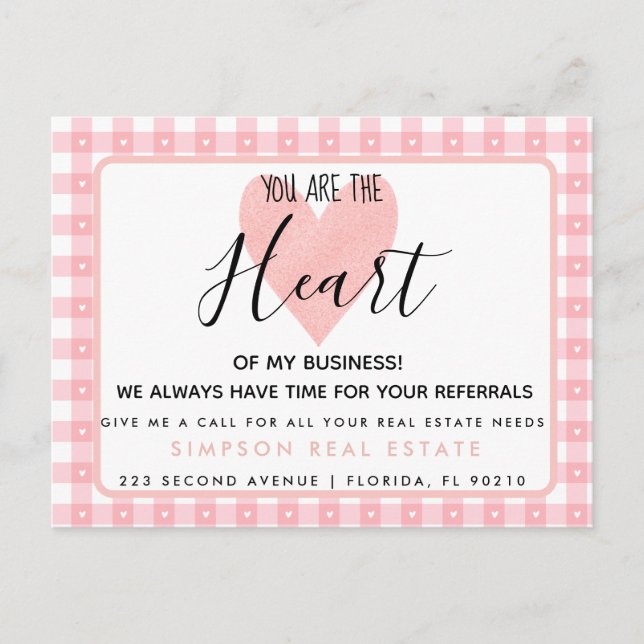 real estate heart of my business referral card (Front)