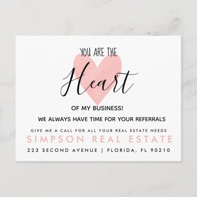 real estate heart referrals Announcement (Front)