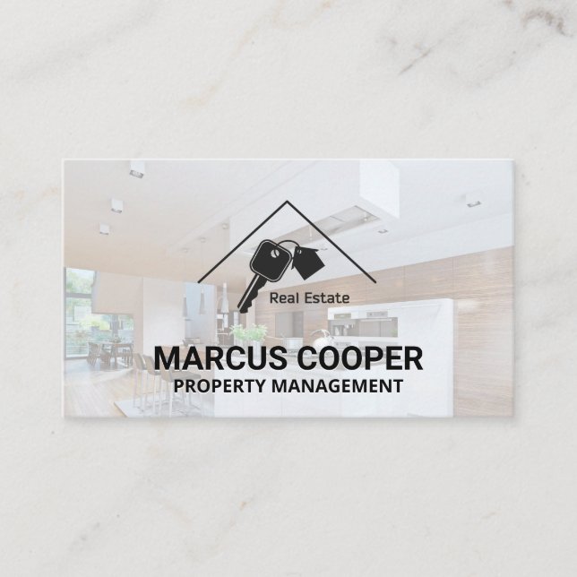 Real Estate Home and Keys | Interior Kitchen Business Card (Front)