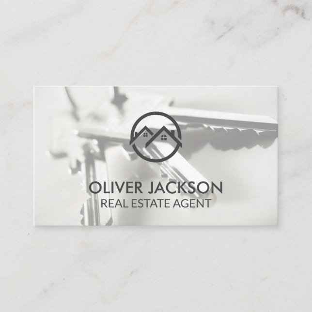Real Estate Home Icon | Keys Business Card (Front)