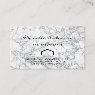 Real Estate   Home Icon Marble Business Card