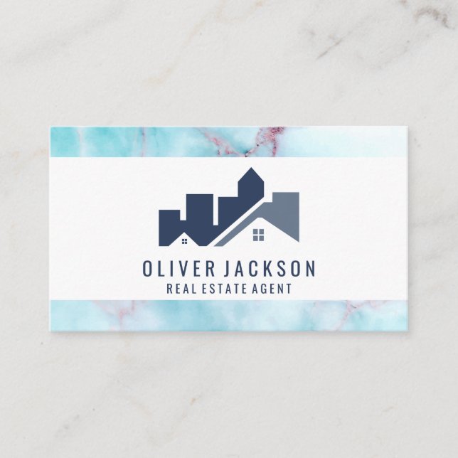 Real Estate Home Icon | Ocean Granite Business Card (Front)