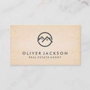 Real Estate Home Icon   Paper Texture Business Card
