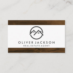 Real Estate Home Icon   Wood Trim Business Card