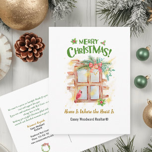 Real Estate Home Is Where the Heart Is Christmas Holiday Postcard
