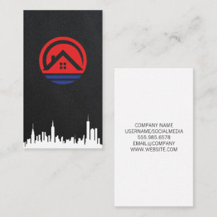 Real Estate Home Logo   city Skyline Business Card