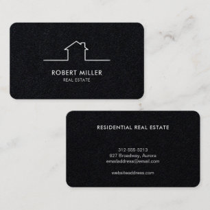 Real Estate Home Logo Realtor Black Business Card