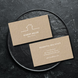 Real Estate Home Logo Realtor Kraft Business Card