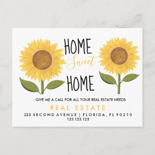 real estate home sweet home sunflowers  announcement postcard