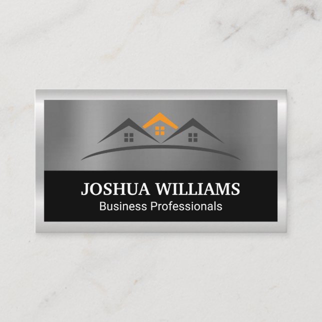 Real Estate | Homes | Silver Border Business Card (Front)