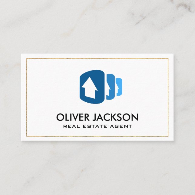 Real Estate Homes Stacked Icon Business Card (Front)