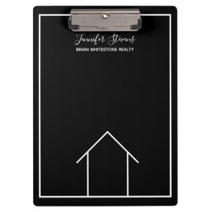 Real Estate House Black White Custom Realtor Clipboard