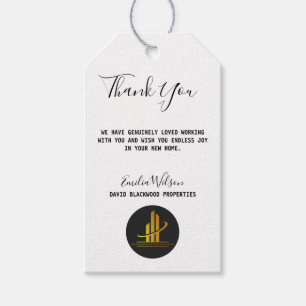 Real Estate House Black White Custom Realtor Gift Tags