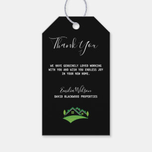 Real Estate House Black White Custom Realtor Gift Tags