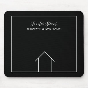 Real Estate House Black White Custom Realtor Mouse Pad
