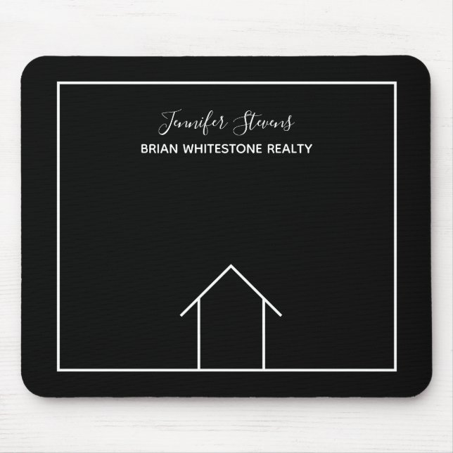 Real Estate House Black White Custom Realtor Mouse Pad (Front)