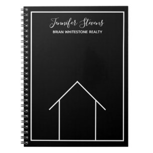 Real Estate House Black White Custom Realtor Notebook