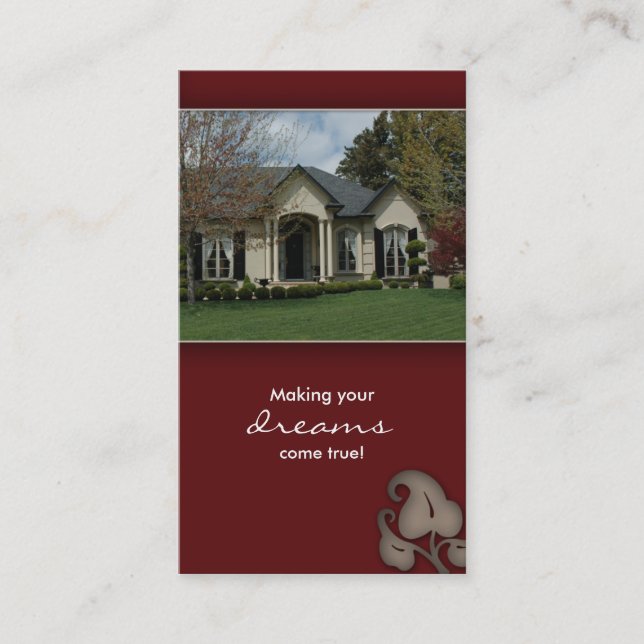 Real Estate House Business Card burgundy (Front)