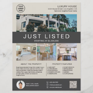 Real Estate House for Sale Logo Photo QR Neutral Flyer