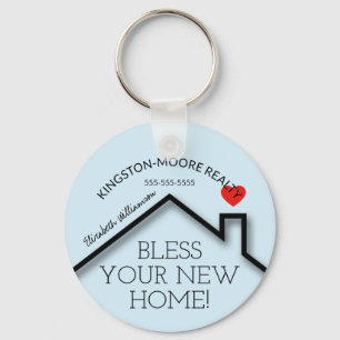 Real Estate House Heart Custom Realtor Business Ke Key Ring