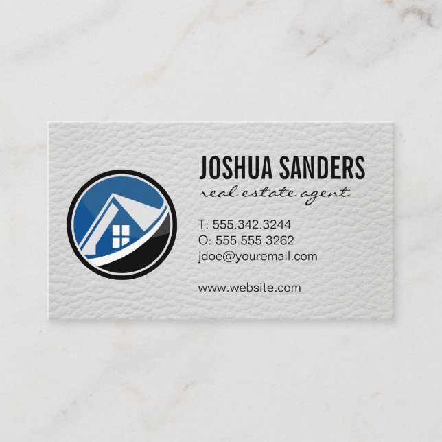 Real Estate House Logo | Leather Business Card (Front)