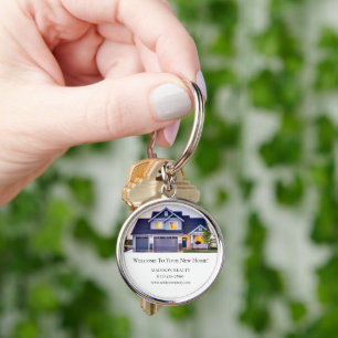 Real Estate House Photo Key Ring