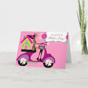 Real Estate House Scooter Girl Dot Thank You Daisy Card