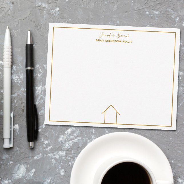 Real Estate House Simple Chic Custom Gold Realtor Card (Creator Uploaded)