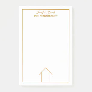 Real Estate House Simple Chic Gold Custom Realtor Post-it Notes