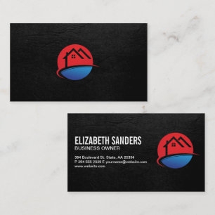 Real Estate Icon   Black Leather Executive Business Card