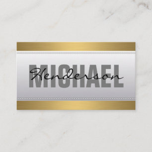 Real Estate Icon   Gold Metallic Trim   Stitched Business Card