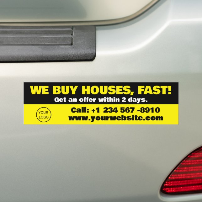 Real Estate Investor Bumper Sticker We Buy Houses (On Car)